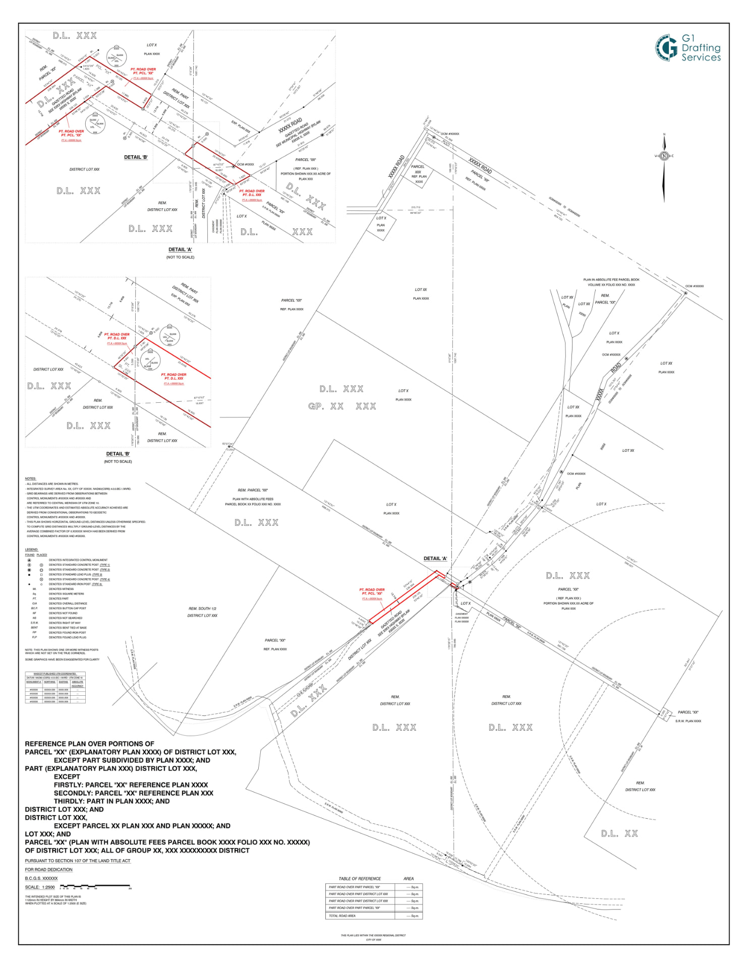 Road Dedication & Reference Plan Drafting drawing by G1 Drafting Services